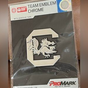 Chrome Team Emblem Car Sticker - Silver C with Gamecock